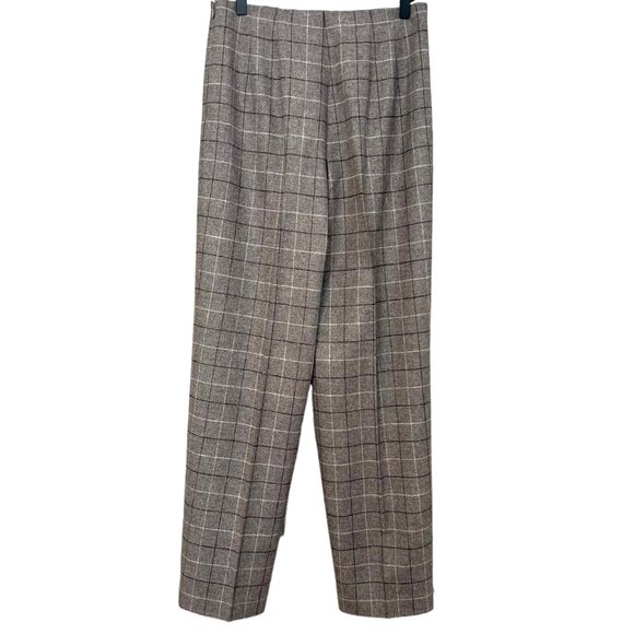 Talbots Gray Plaid Wool Side Zip Trousers Size 8 - Picture 4 of 16